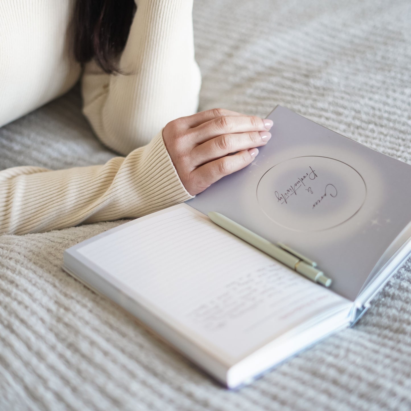 Close-up shot of the career and productivity prompt inside the 365 intention journal